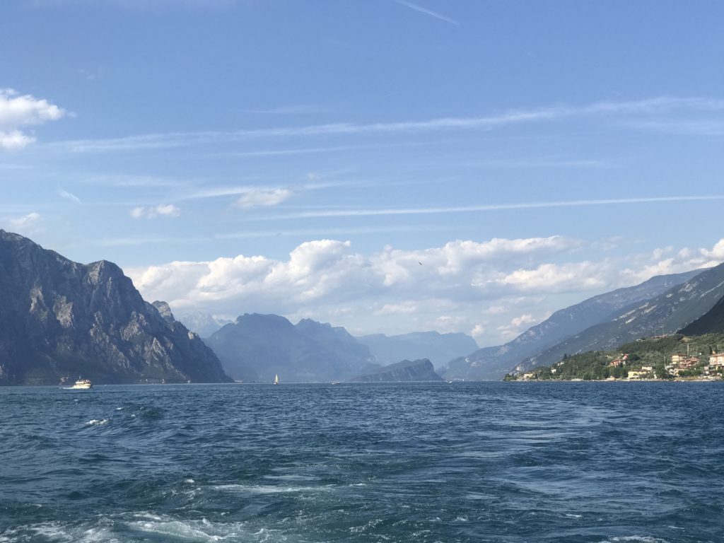 View of the water and mountains of Lake Garda